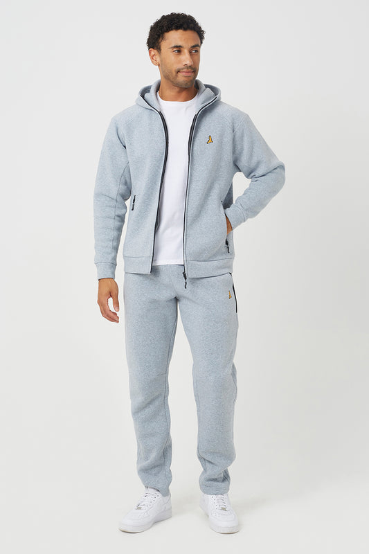 Brave Soul Light Grey Zip Through Hoodie & Jogger Co-Ord - Light Grey Image 1