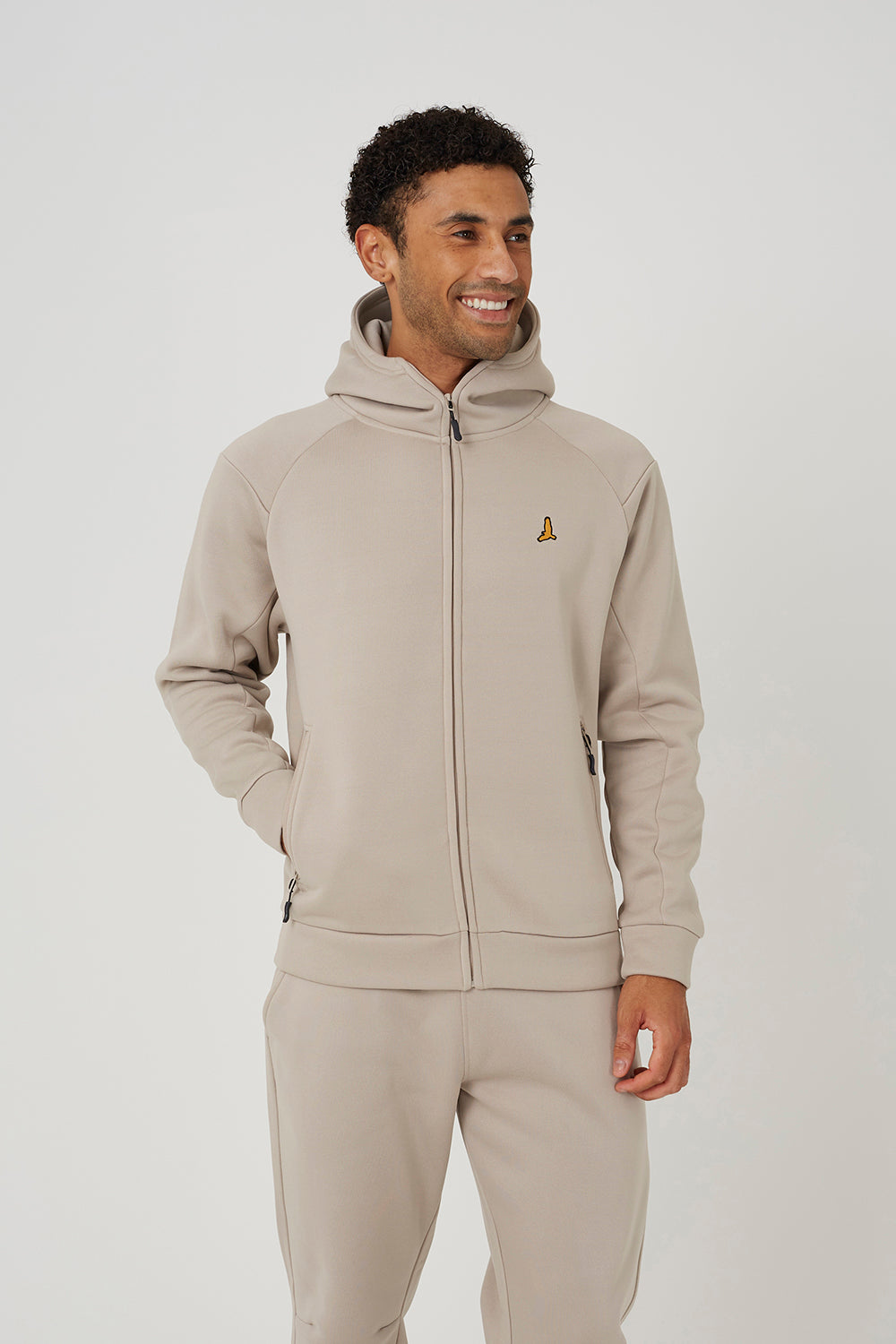 Brave Soul Light Sand Zip Through Hoodie & Jogger Co-Ord - Light Sand Image 3