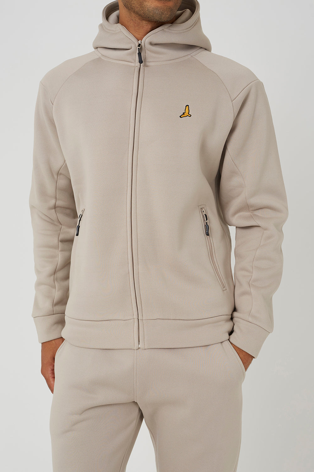 Brave Soul Light Sand Zip Through Hoodie & Jogger Co-Ord - Light Sand Image 4