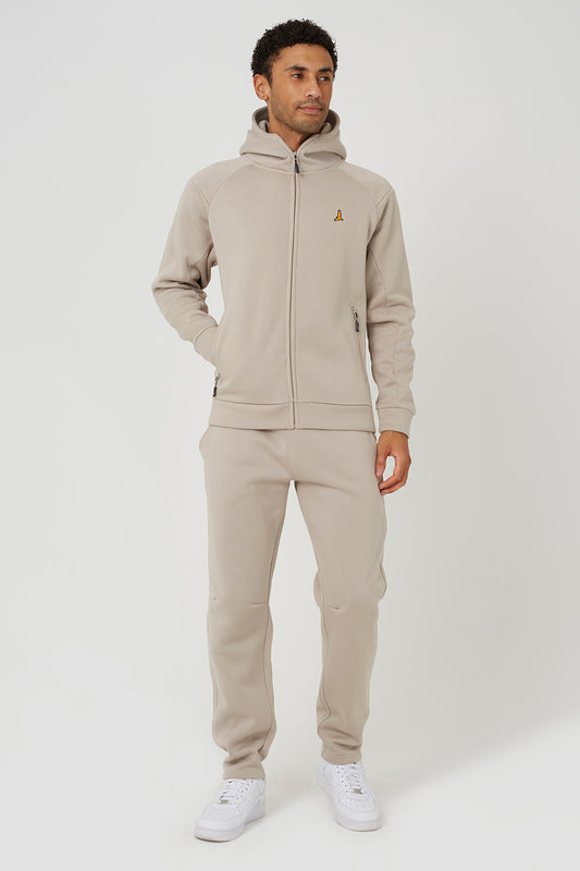Brave Soul Light Sand Zip Through Hoodie & Jogger Co-Ord - Light Sand Image 1