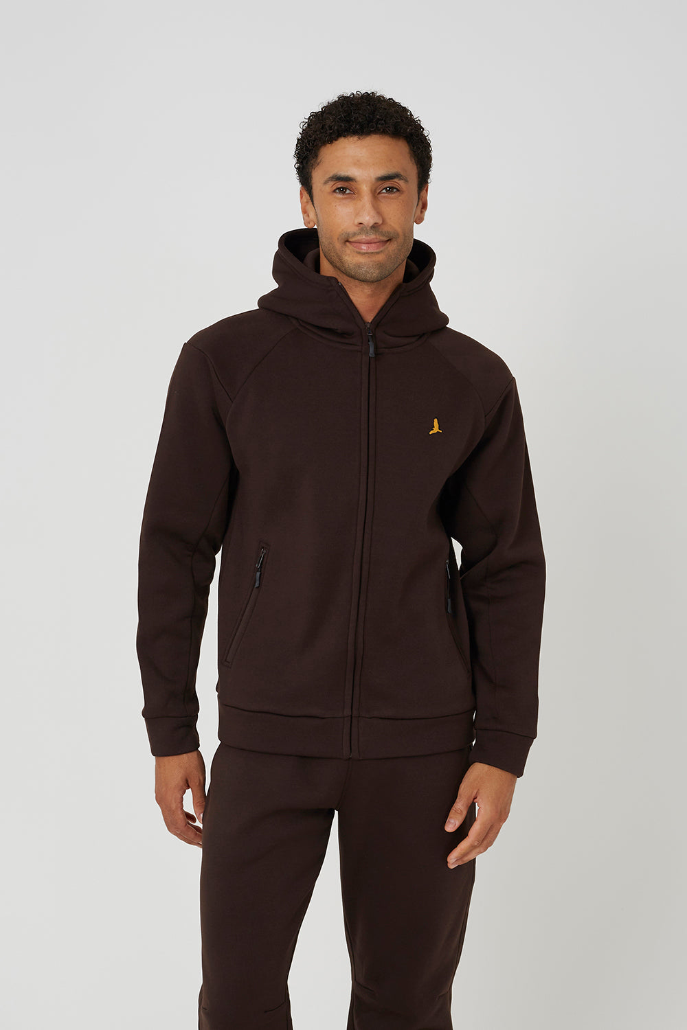 Brave Soul Chocolate Zip Through Hoodie & Jogger Co-Ord - Chocolate Image 3