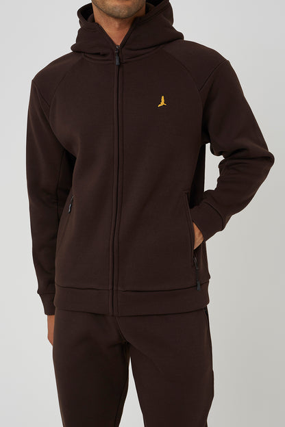 Brave Soul Chocolate Zip Through Hoodie & Jogger Co-Ord - Chocolate Image 4