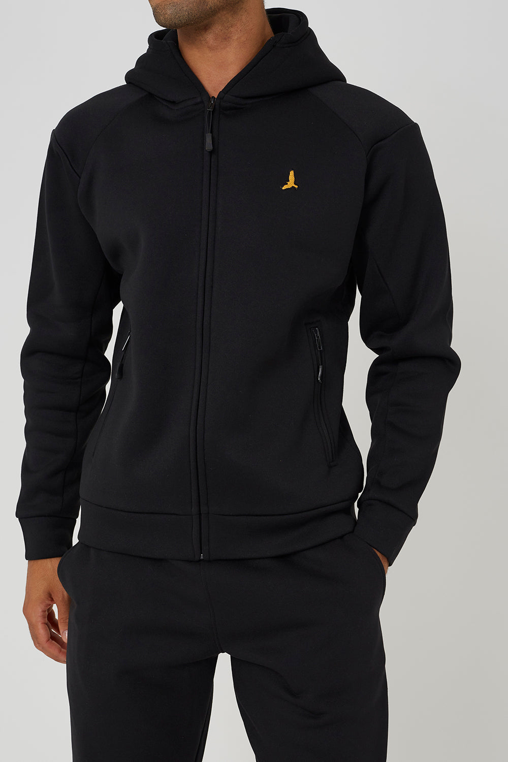 Brave Soul Black Zip Through Hoodie & Jogger Co-Ord - Black Image 4
