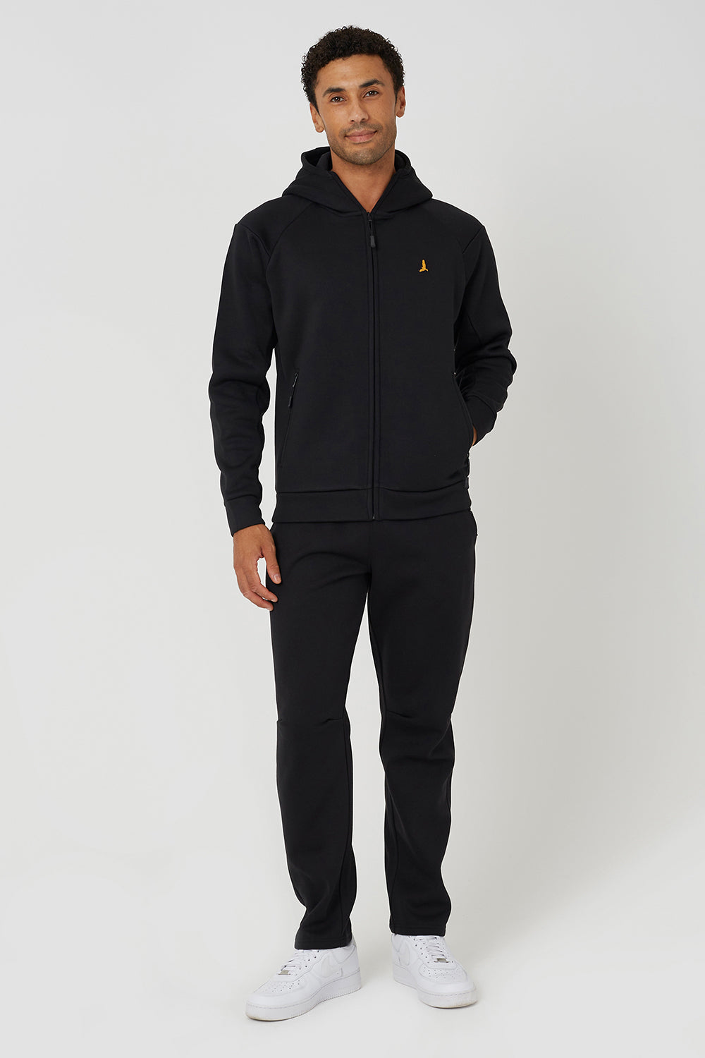 Brave Soul Black Zip Through Hoodie & Jogger Co-Ord - Black Image 1