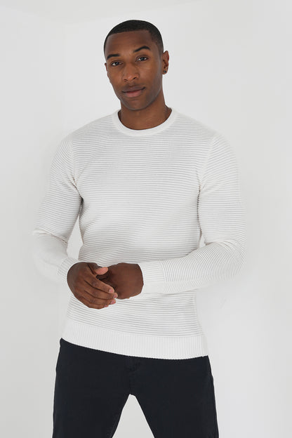 Brave Soul Ecru Crew Neck Knitted Jumper - Ecru Image 3