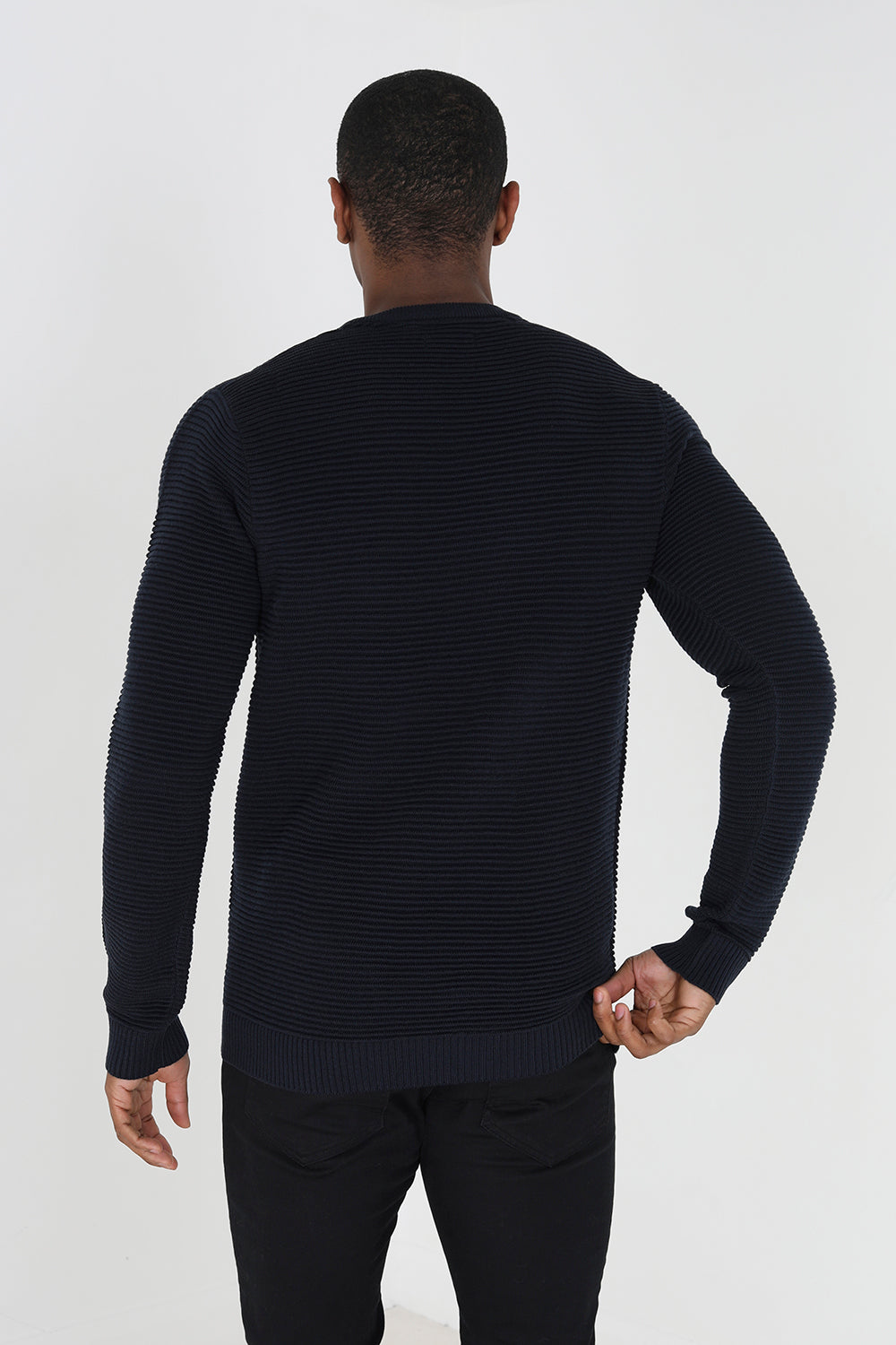 Brave Soul Dark Navy Crew Neck Knitted Jumper - Dark Navy Image 2