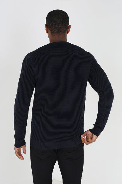 Brave Soul Dark Navy Crew Neck Knitted Jumper - Dark Navy Image 2