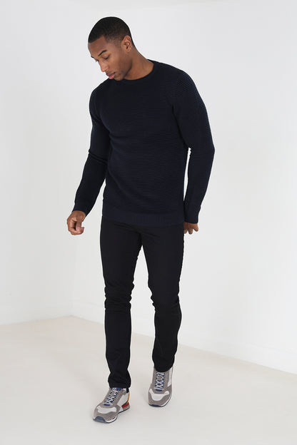 Brave Soul Dark Navy Crew Neck Knitted Jumper - Dark Navy Image 3