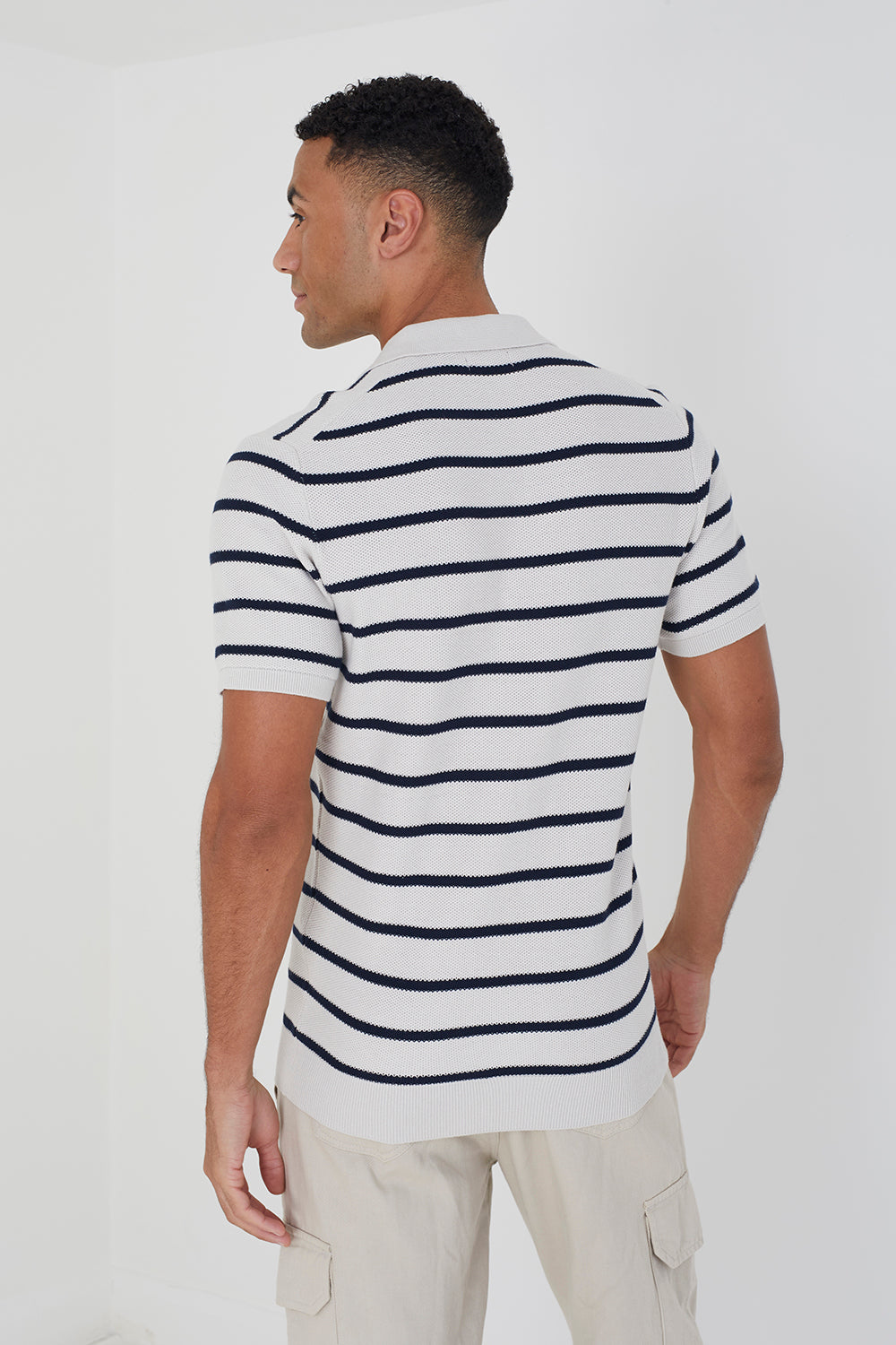 Brave Soul White Short Sleeve Knitted Polo Shirt - White Image 2