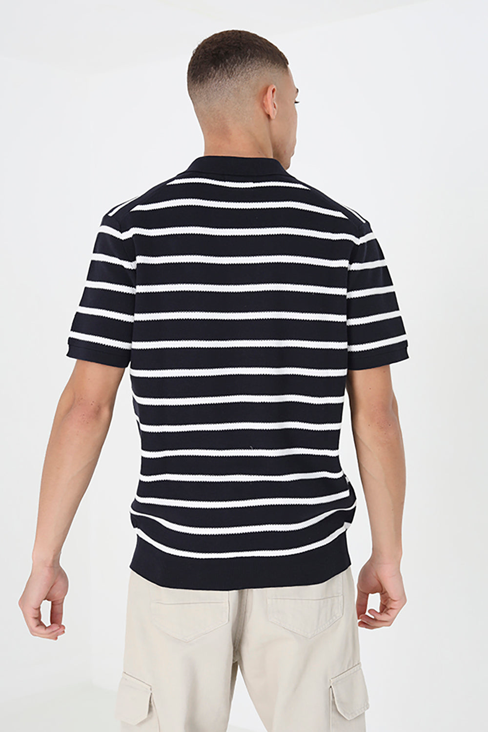 Brave Soul Navy Short Sleeve Knitted Polo Shirt - Navy Image 2