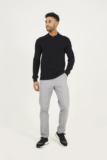 Brave Soul Black Long Sleeve Knitted Polo - Black Image 3