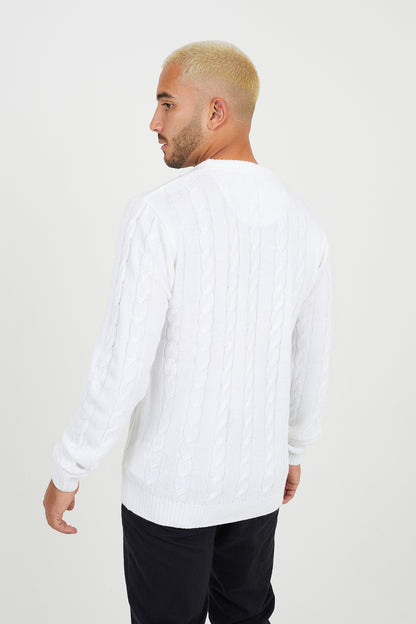 Brave Soul White Cable Knitted Jumper - White Image 2