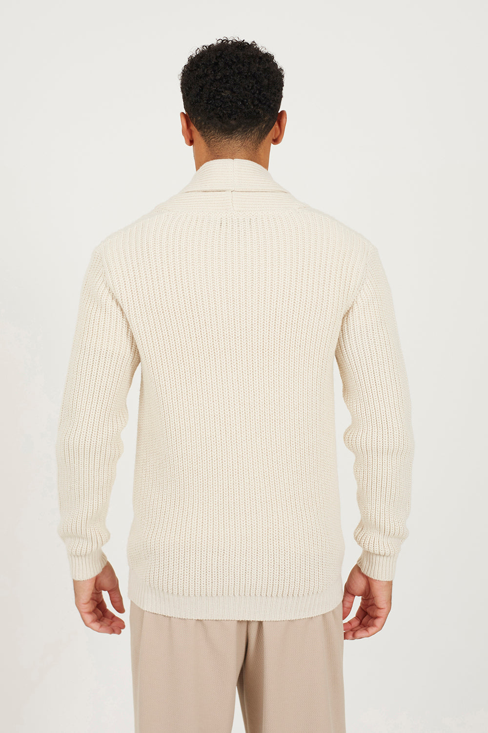 Brave Soul Beige Shawl Collar Chunky Knit Cardigan - Beige Image 2
