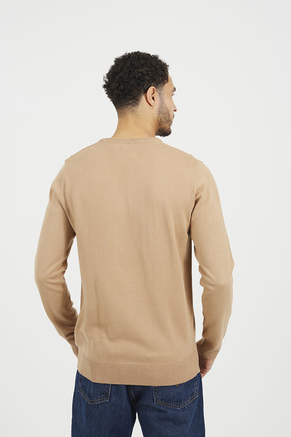 Brave Soul Tan Crew Neck Knitted Jumper - Tan Image 2