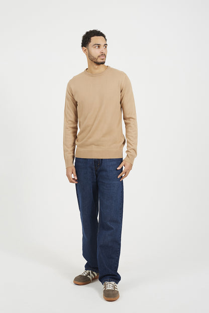 Brave Soul Tan Crew Neck Knitted Jumper - Tan Image 3