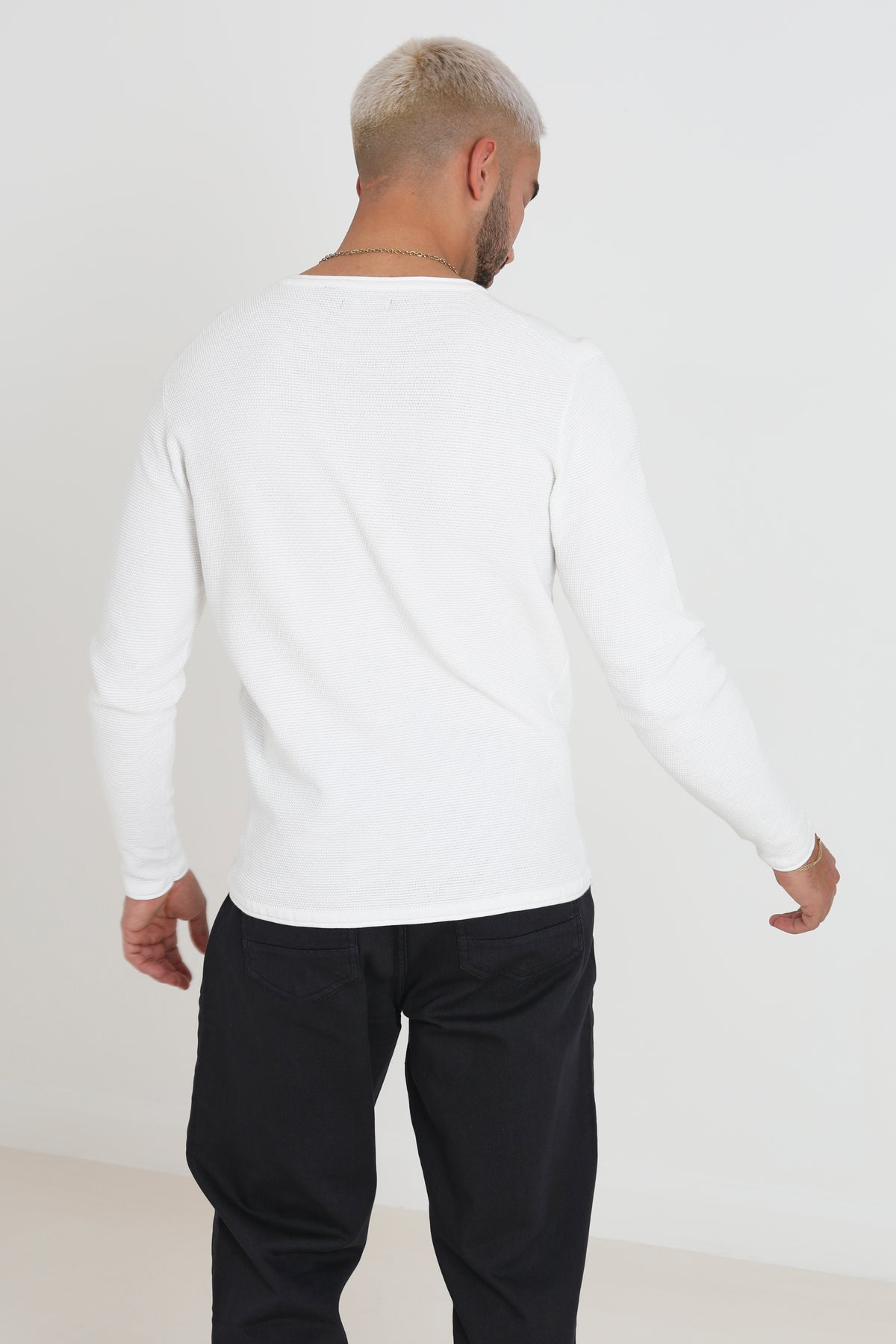 Brave Soul White Lightweight Ribbed Jumper - White Image 2