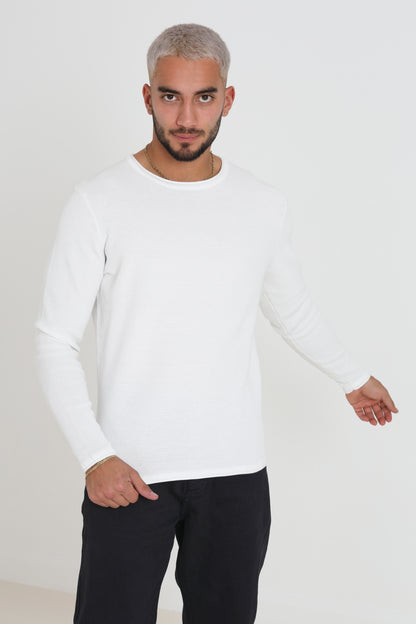 Brave Soul White Lightweight Ribbed Jumper - White Image 3