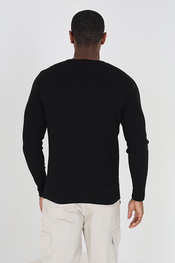 Brave Soul Black Lightweight Ribbed Jumper - Black Image 2
