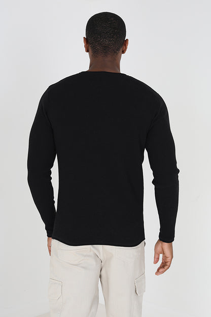 Brave Soul Black Lightweight Ribbed Jumper - Black Image 2