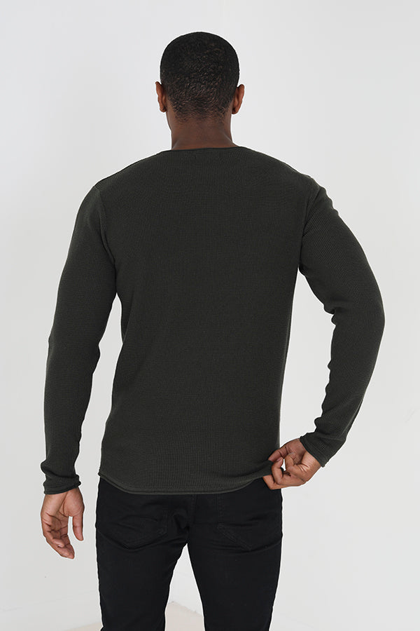 Brave Soul Green Lightweight Ribbed Jumper - Green Image 2