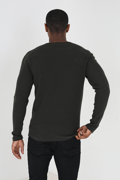 Brave Soul Green Lightweight Ribbed Jumper - Green Image 2