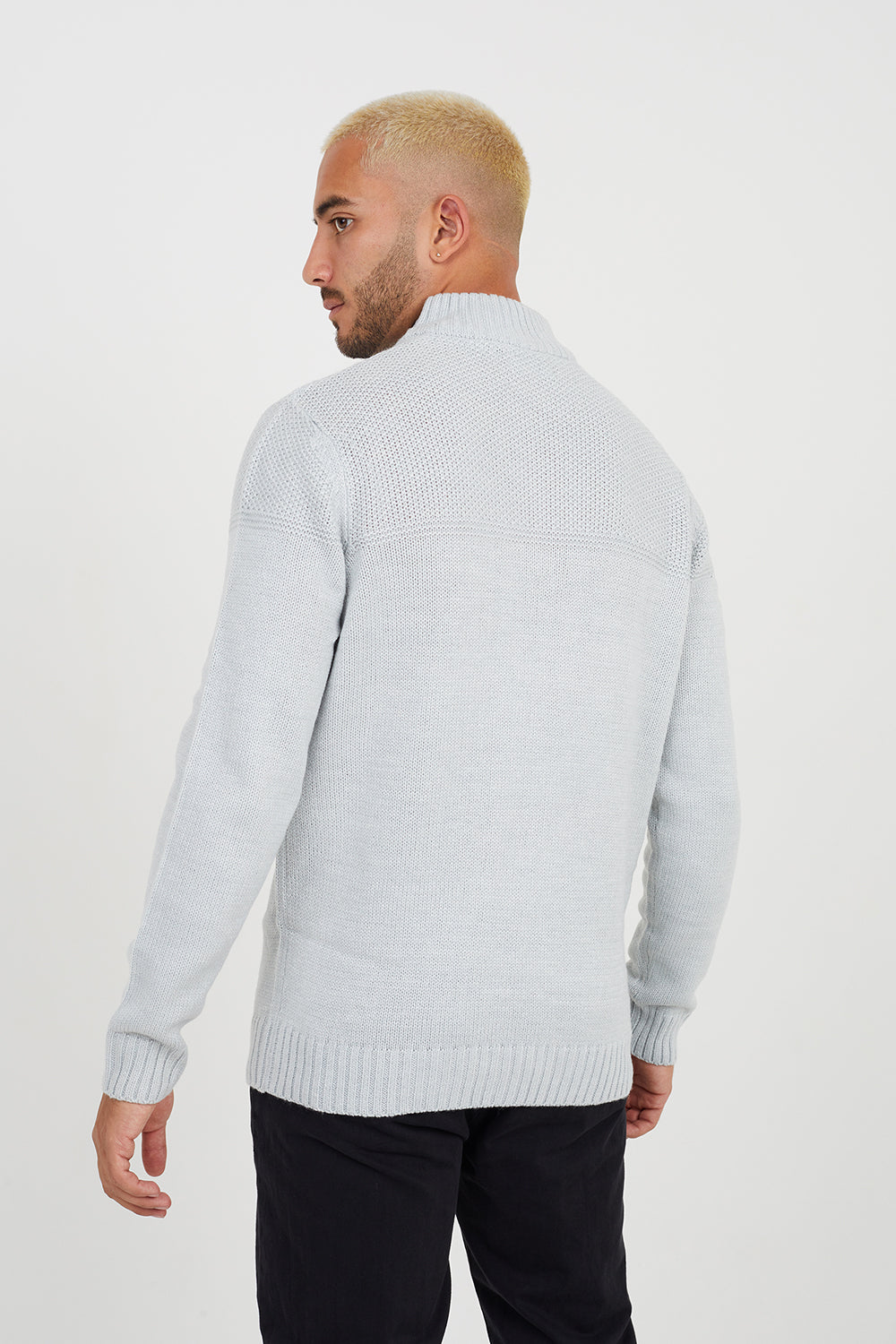 Brave Soul Ecru Quarter Zip Neck Waffle Knit Jumper - Ecru Image 2