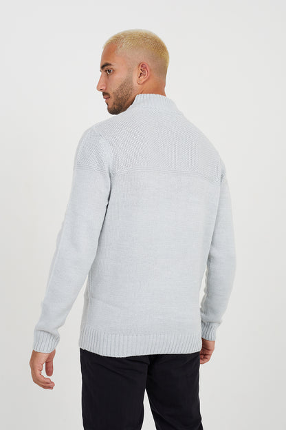 Brave Soul Ecru Quarter Zip Neck Waffle Knit Jumper - Ecru Image 2