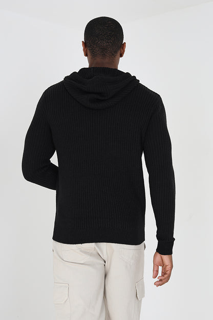 Brave Soul Black Knitted Hooded Jumper - Black Image 2