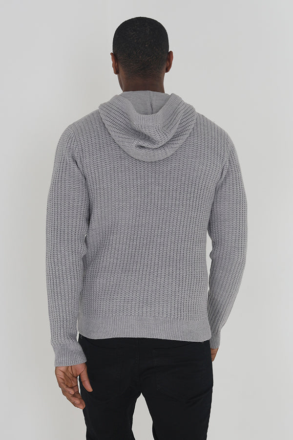 Brave Soul Light Grey Knitted Hooded Jumper - Light Grey Image 2