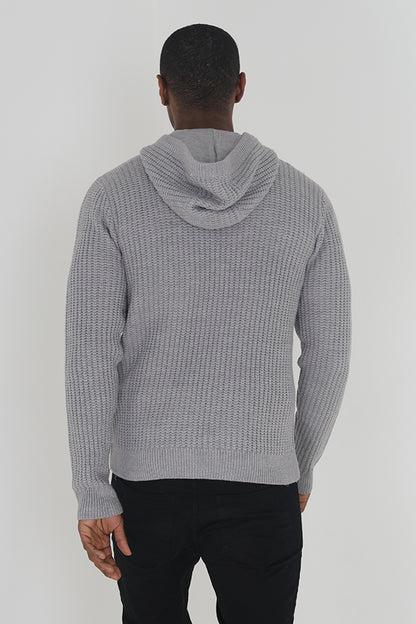 Brave Soul Light Grey Knitted Hooded Jumper - Light Grey Image 2