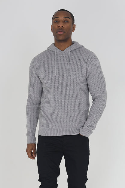 Brave Soul Light Grey Knitted Hooded Jumper - Light Grey Image 3