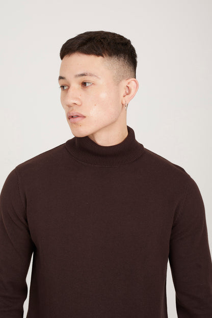 Brave Soul Chocolate Roll Neck Jumper - Chocolate Image 4