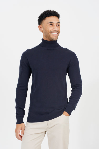 Brave Soul Dark Navy Roll Neck Jumper - Dark Navy Image 1