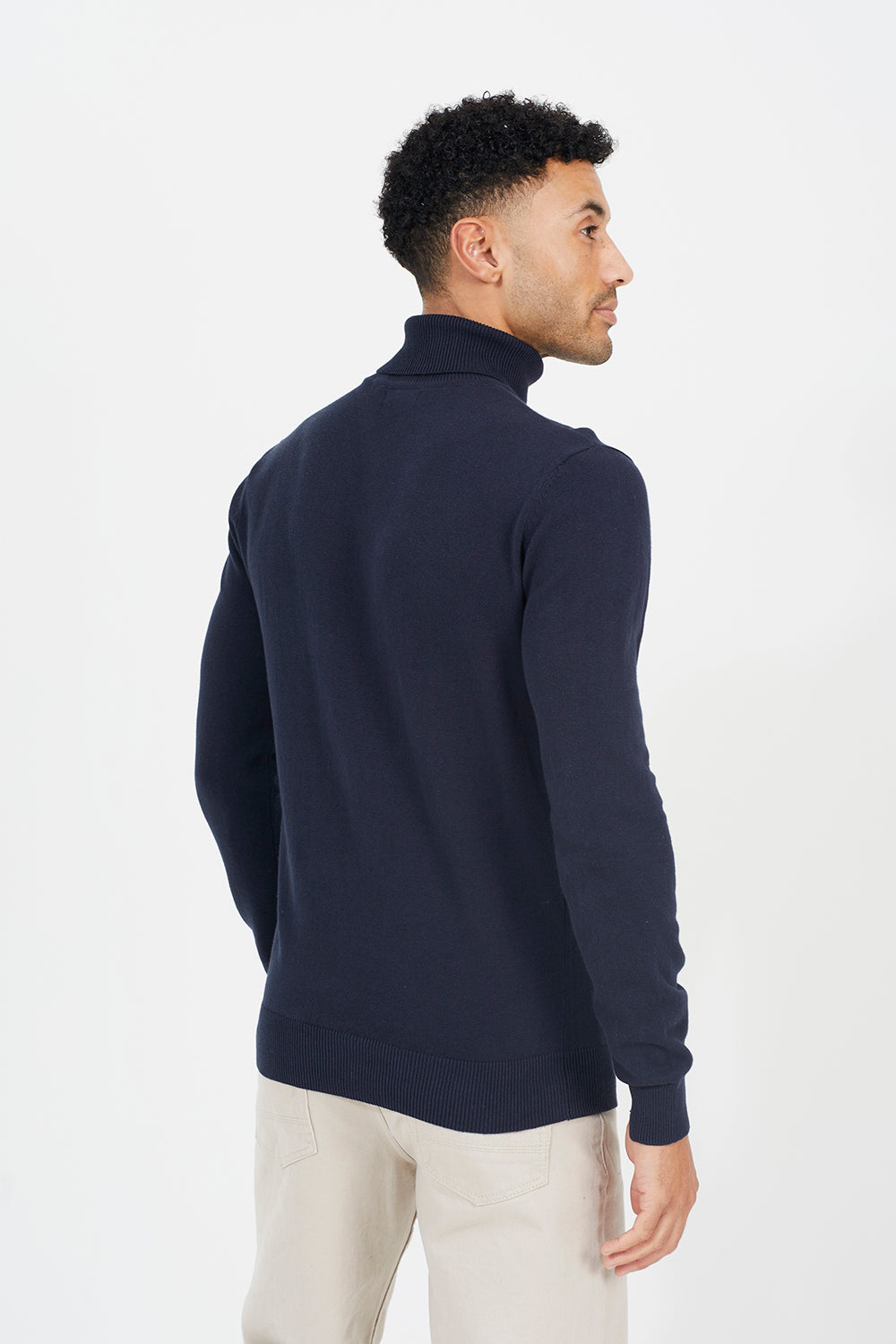 Brave Soul Dark Navy Roll Neck Jumper - Dark Navy Image 2