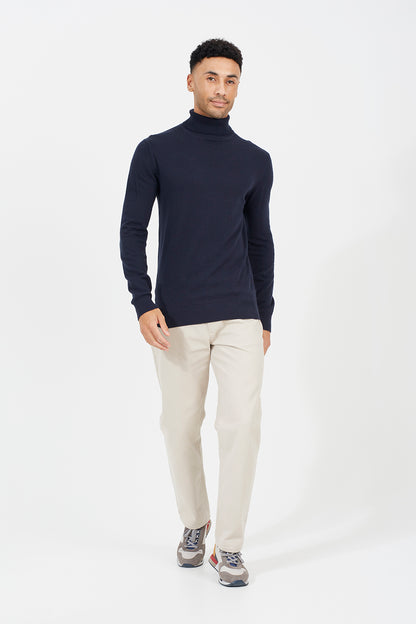 Brave Soul Dark Navy Roll Neck Jumper - Dark Navy Image 3