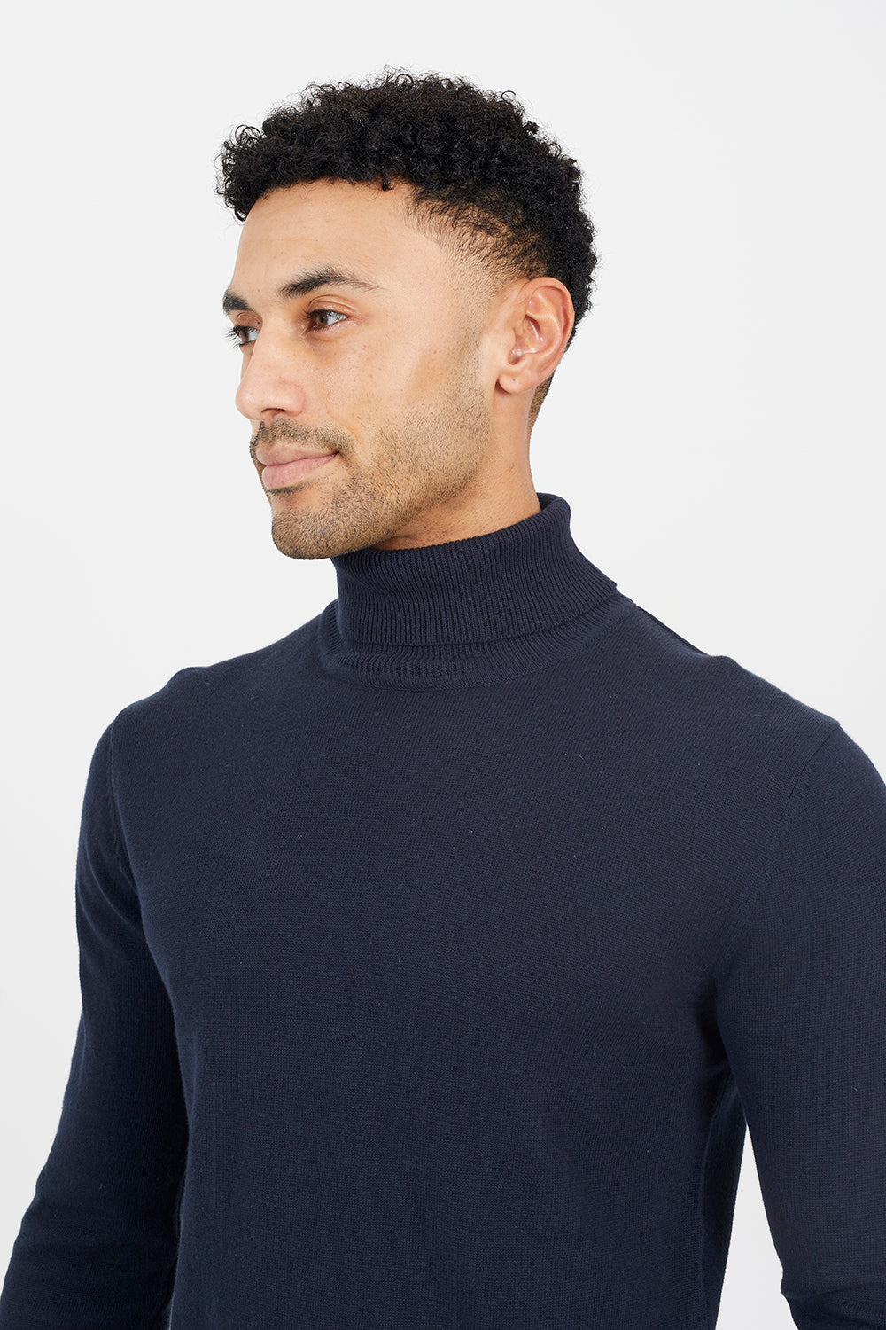 Brave Soul Dark Navy Roll Neck Jumper - Dark Navy Image 4