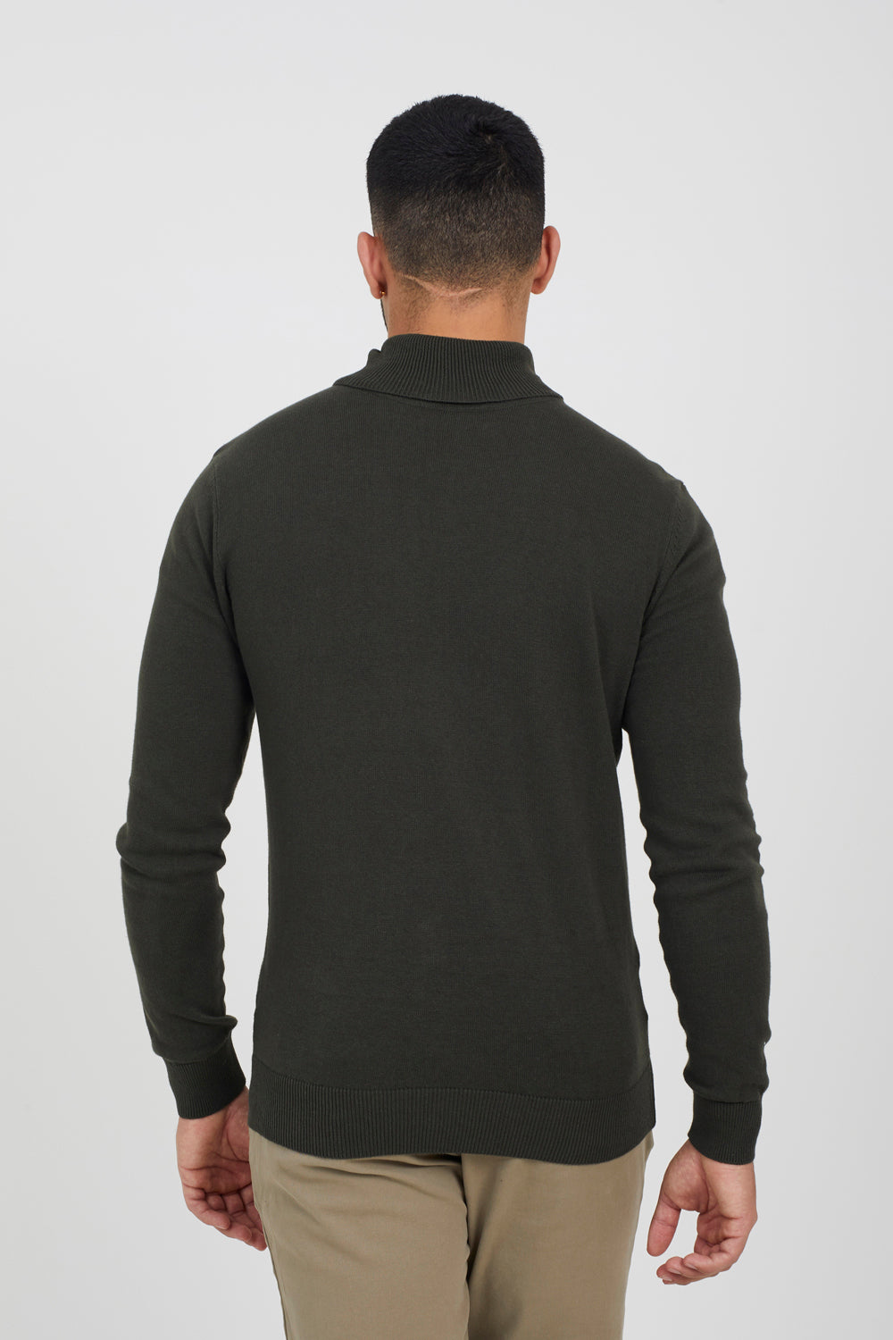 Brave Soul Khaki Roll Neck Jumper - Khaki Image 2