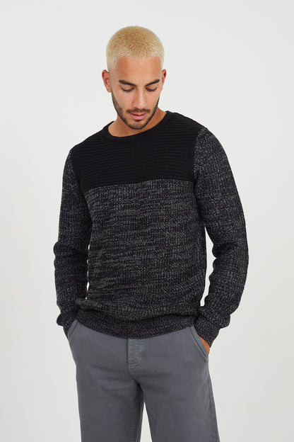 Brave Soul Black Crew Neck Chunky Knit Jumper - Black Image 1