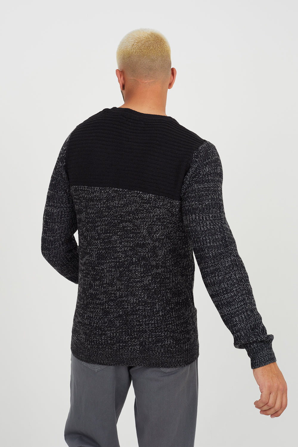 Brave Soul Black Crew Neck Chunky Knit Jumper - Black Image 2