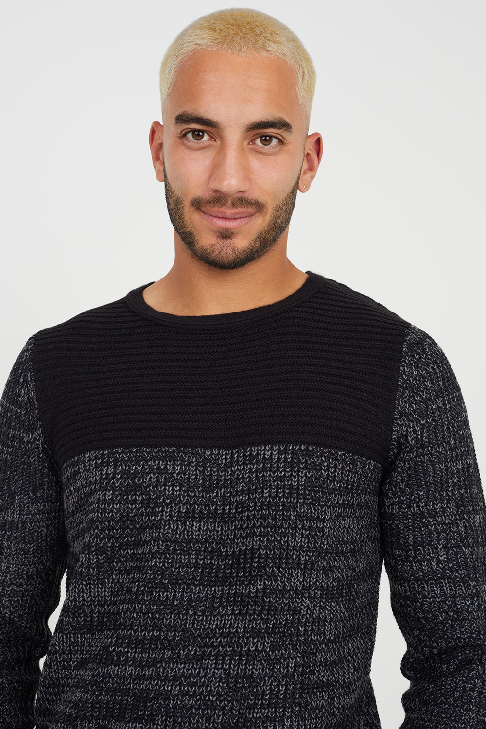 Brave Soul Black Crew Neck Chunky Knit Jumper - Black Image 4