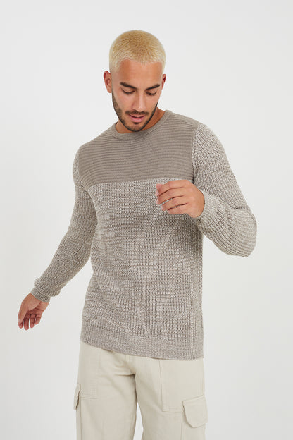Brave Soul Grey Crew Neck Chunky Knit Jumper - Grey Image 1