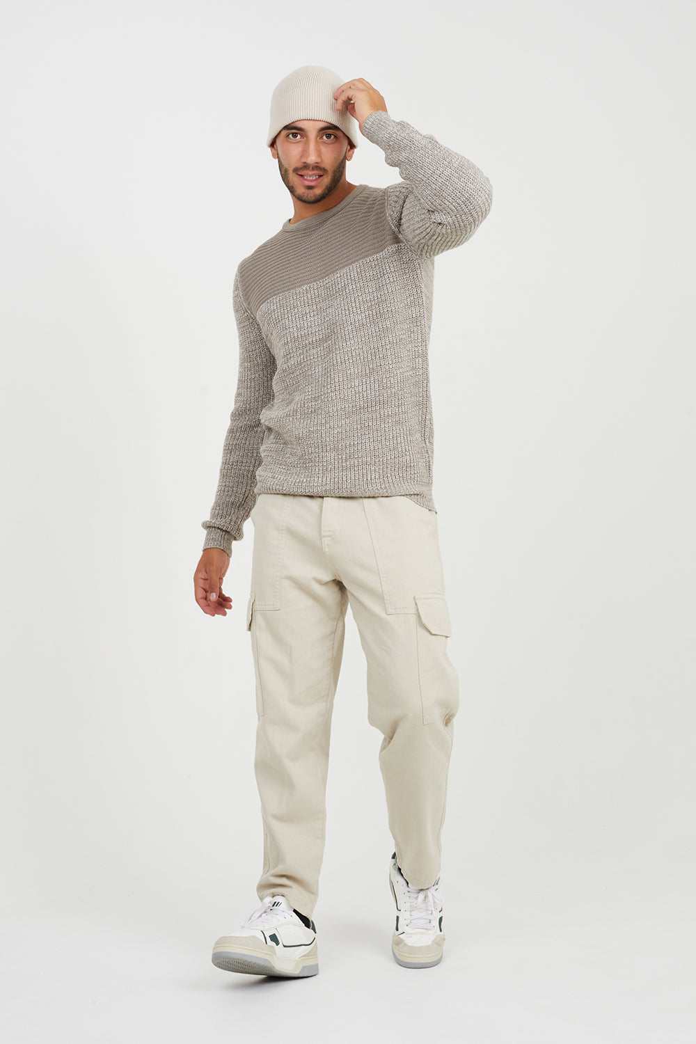 Brave Soul Grey Crew Neck Chunky Knit Jumper - Grey Image 3
