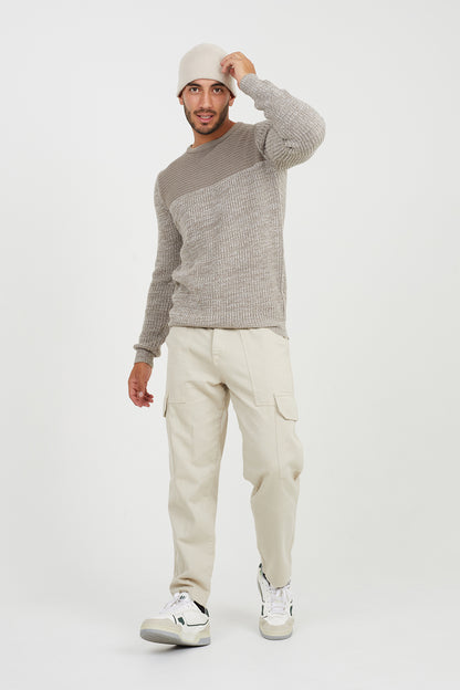 Brave Soul Grey Crew Neck Chunky Knit Jumper - Grey Image 3