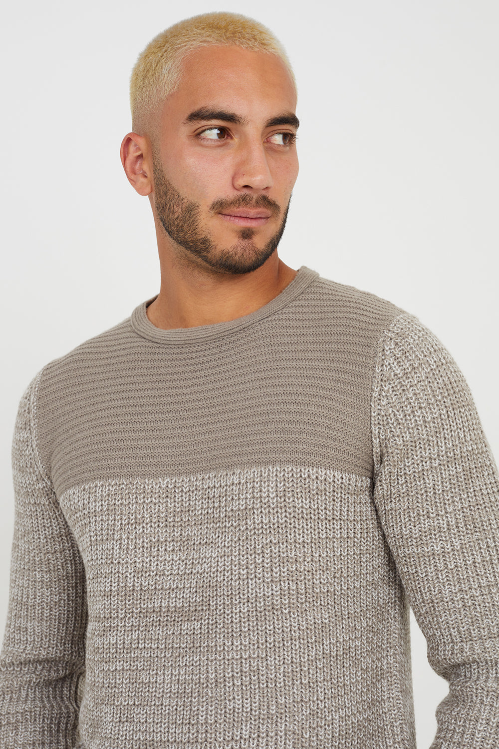 Brave Soul Grey Crew Neck Chunky Knit Jumper - Grey Image 4