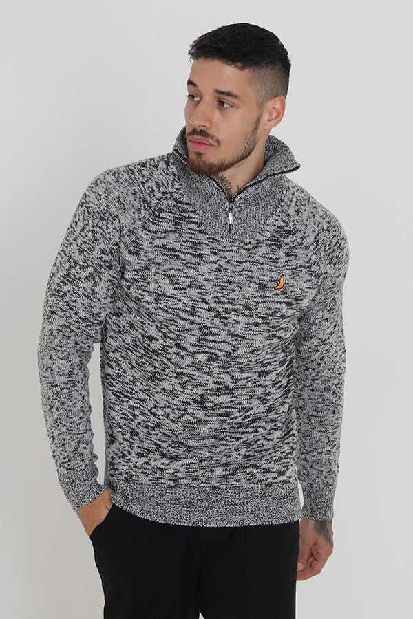 Brave Soul Black Funnel Neck With Quarter Zip Jumper - Black Image 1