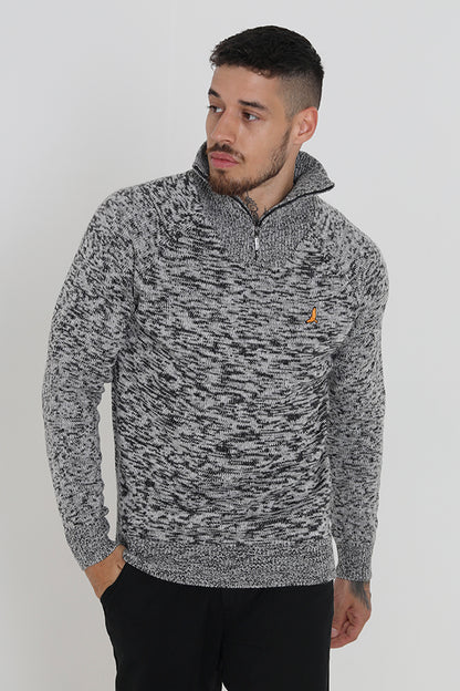 Brave Soul Black Funnel Neck With Quarter Zip Jumper - Black Image 1