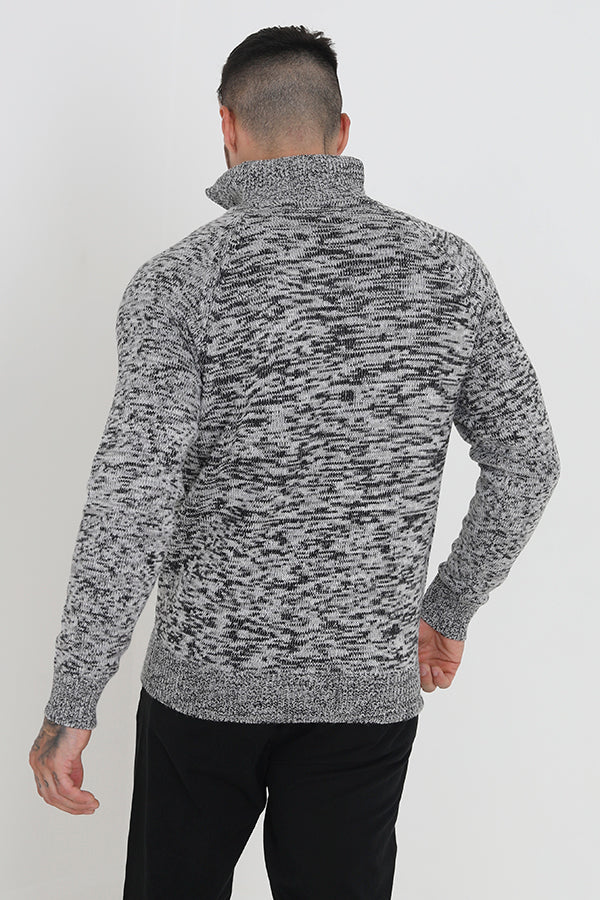 Brave Soul Black Funnel Neck With Quarter Zip Jumper - Black Image 2