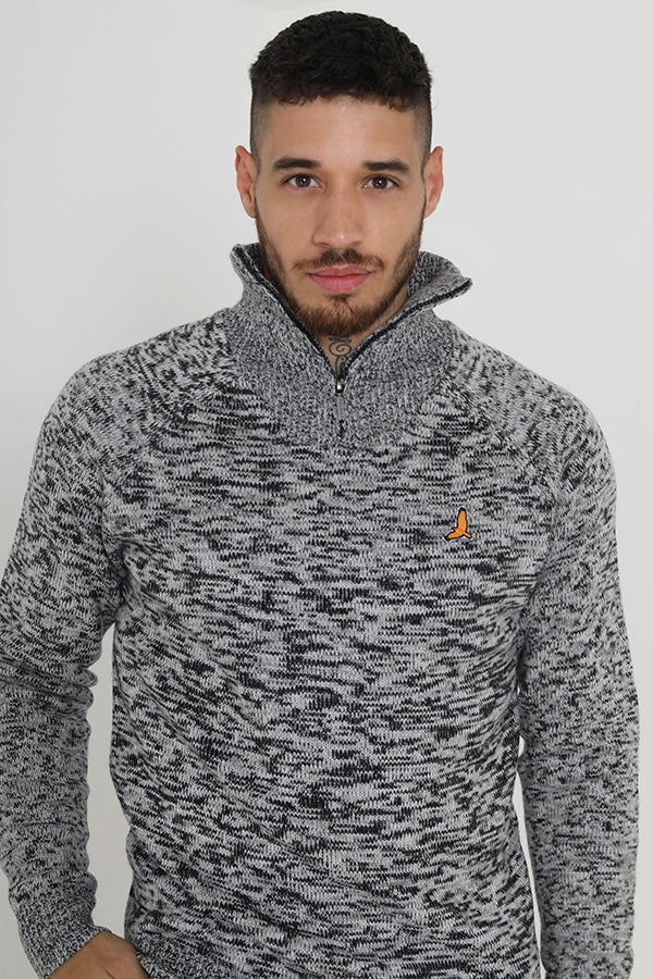 Brave Soul Black Funnel Neck With Quarter Zip Jumper - Black Image 3