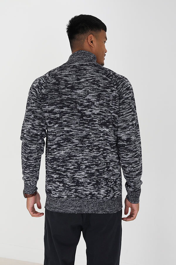 Brave Soul Navy Funnel Neck With Quarter Zip Jumper - Navy Image 2
