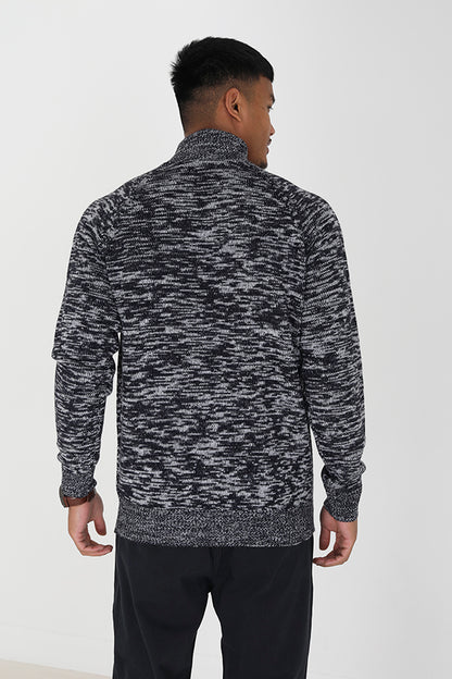 Brave Soul Navy Funnel Neck With Quarter Zip Jumper - Navy Image 2